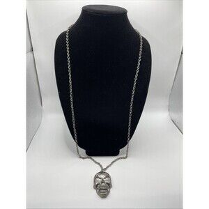 Skull Skeleton Head Rapper Necklace Punk Style Long READ
